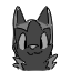 A drawing of a Poochyena looking at the front, smiling. It's Pooch, my original character.