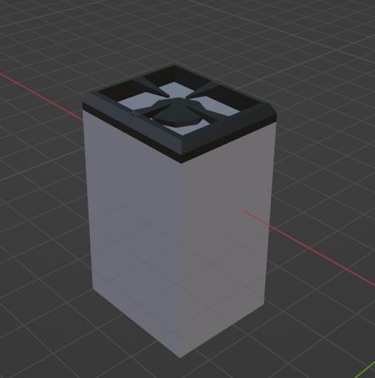 A low poly 3D model of a small oven with one burner